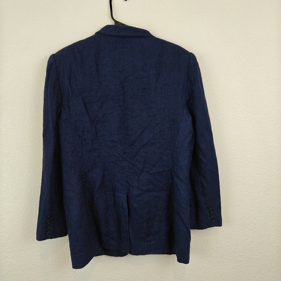 Lauren Ralph Lauren Linen Button Up Blazer In Navy Blue Size 14 Womens - Picture 9 of 14